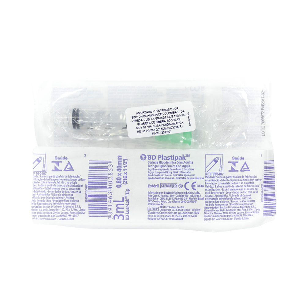 JERINGA 21 X1 1/2 3ML 21X 1 3 ML - Farmacia Pasteur - Pasteur