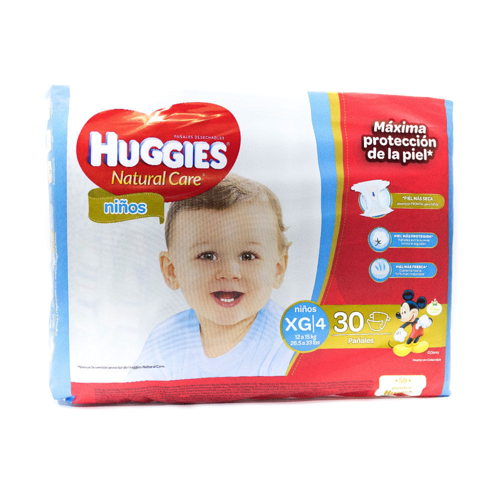 PAÃ?ALES HUGGIES NATURAL CARE ET 4 NIÃ?O - Farmacia Pasteur - Pasteur pañales huggies chicos