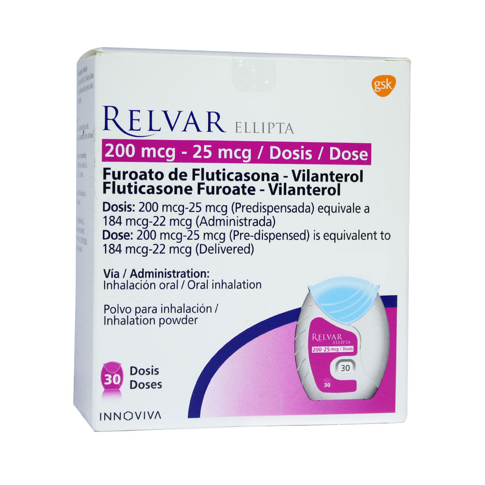 Relvar Ellipta Rg Inhalador Bucal 200mcg 25mcg 30 Dosis Farmacia P Pasteur